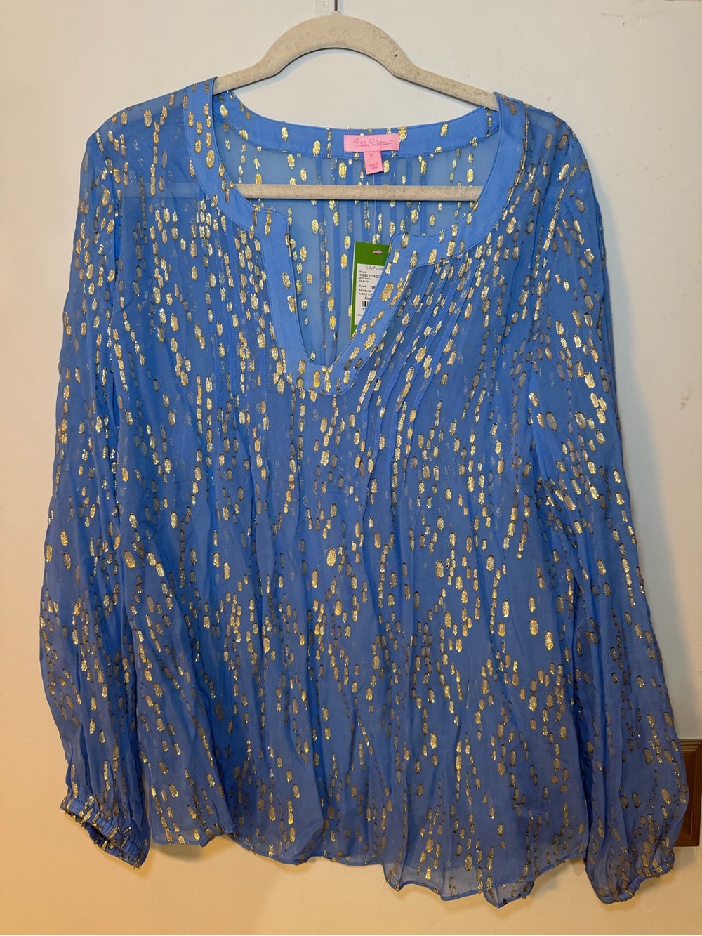 Lilly Pulitzer Colby Top Bay Blue Bubble Clip Dot Jacquard XL NWT